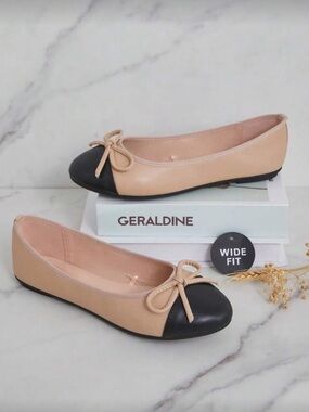 Wide Fit Nude and Black Ballet Flats